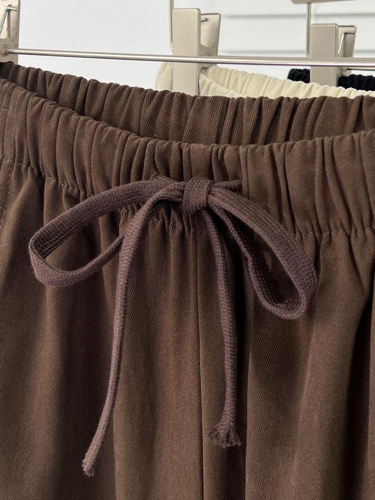 Plus Size Women's Spring Drawstring Elastic Waist Wide-Leg Casual Pants