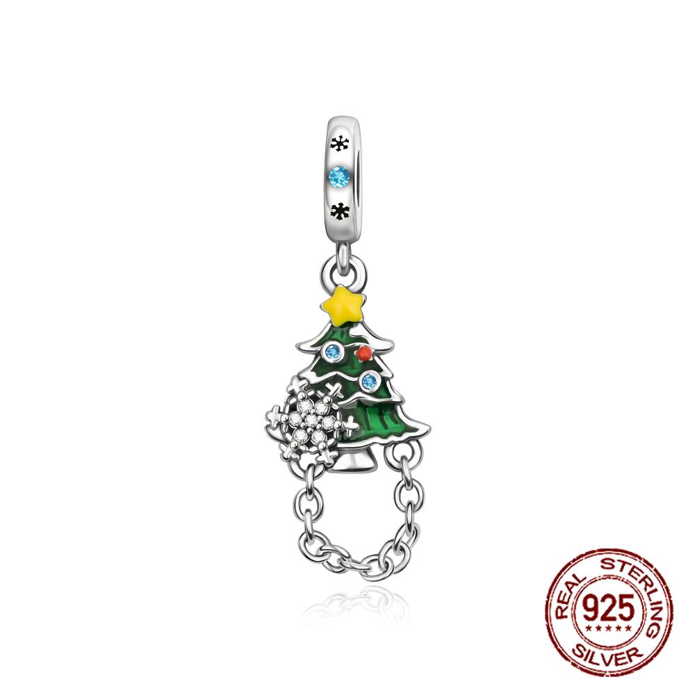 

copper Christmas Collection Christmas Tree Pendant Charm Compatible With Authentic Charm Bracelets Women Do It Yourself Jewellery Gift