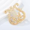 Fashion Classical Harp Gold Plated Matte Brooches For Women Clothing Coat Jewelry Accessries Gifts
