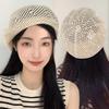 New Japanese Style Simple Woven Beret Ladies Spring Summer Thin Hollow Out Straw Beret British Beret Hollow Elegant Painter Hat