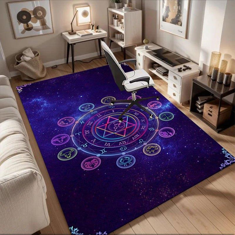 Zodiac Wheel Astrology Mandala Wall Art Print Office Mat Home Decor Office Desk Chair Carpet for office ph13