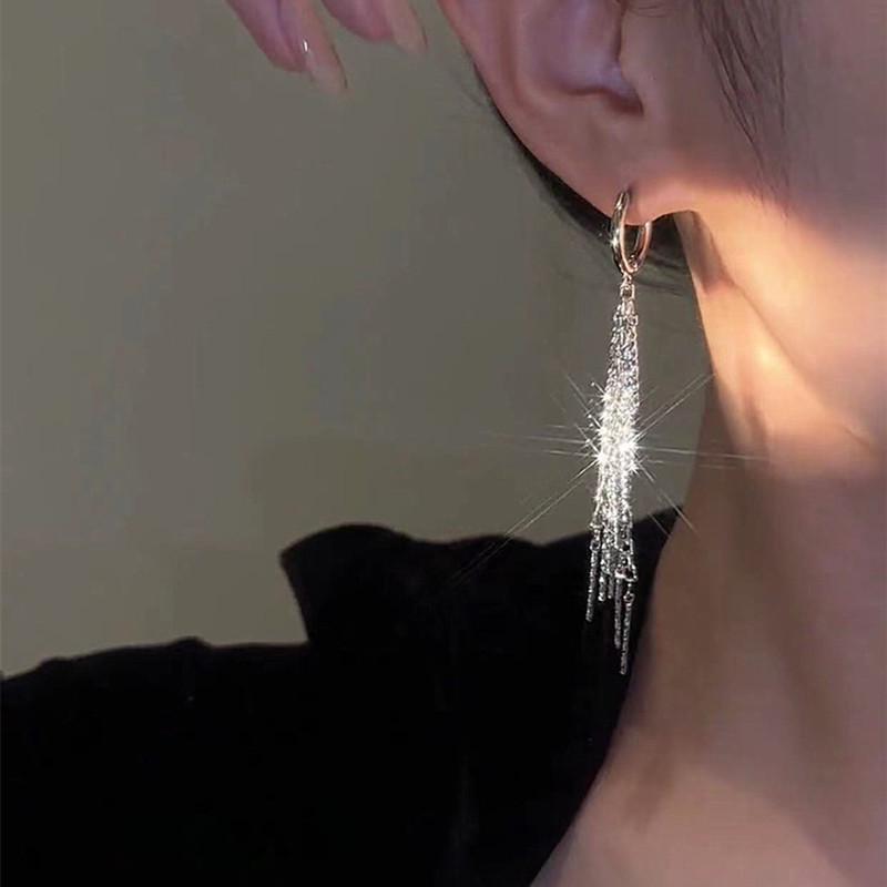Super Flash Long Tassel Earrings: High-End, Light Luxury Design for Women