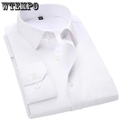 Large Size Men's Business Casual Long Sleeved Shirt White Blue Black Smart Male Social Dress Shirts For Plus