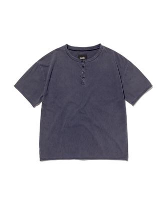 Seuweideu Washed Henley Neck Tee [Washing Navy]