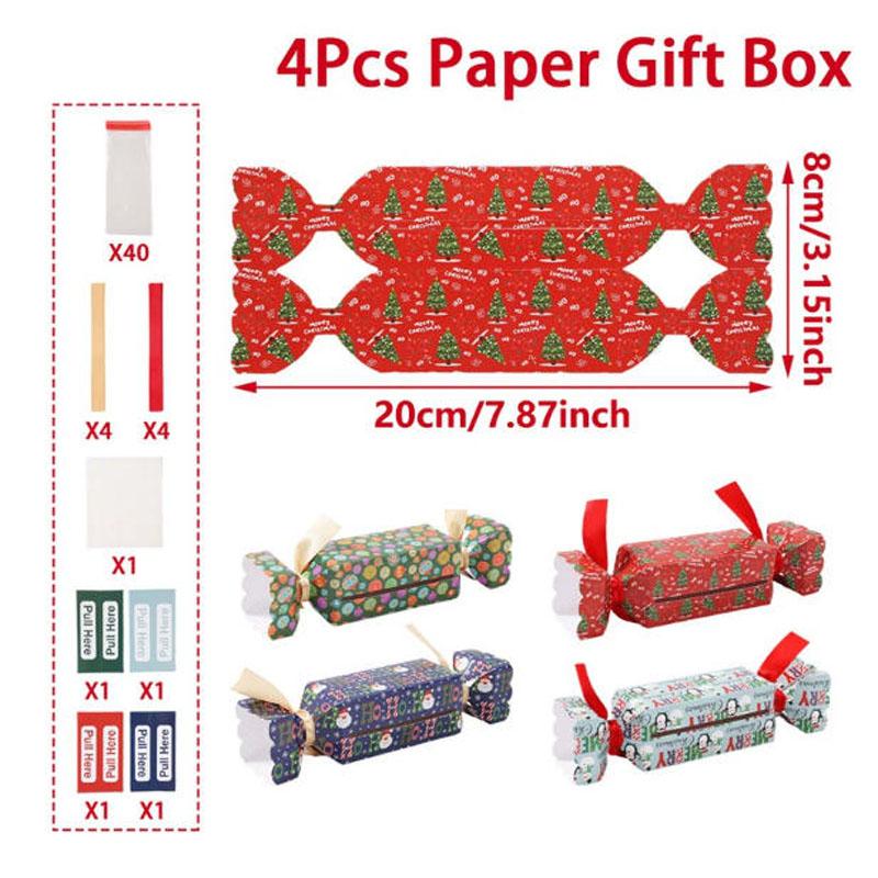 4PCS Christmas Money Box for Cash Gift Pull,DIY Candy Christmas Money Holders for Cash,Funny Surprise Box Money Gift Box with 40 Transparent Bags