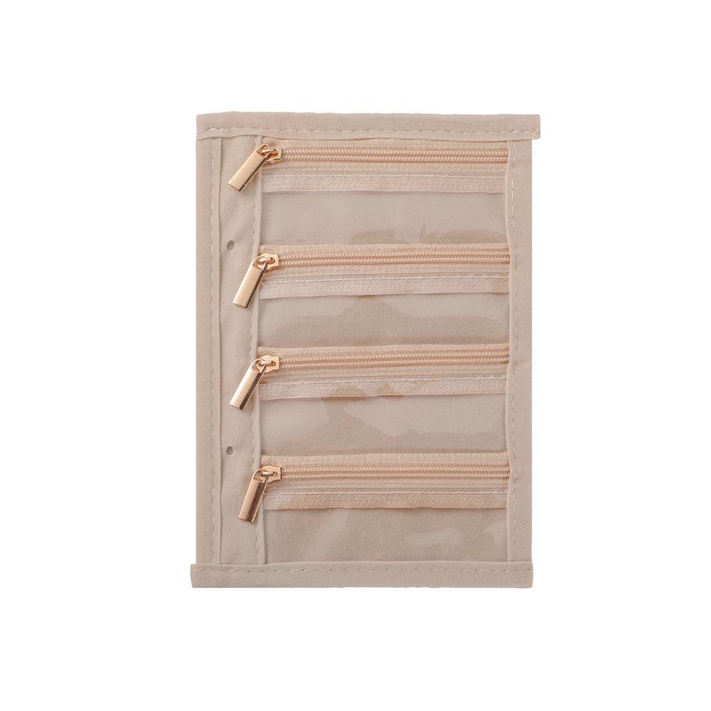 Earrings Necklace Velvet Jewelry Packing Bag Bracelet Rings Jewelry Organizer  Jewelry Organizer Beige 4Pockets