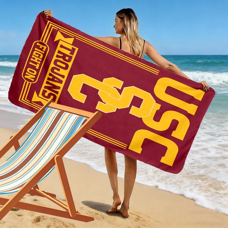 USC Trojans Print Beach Towel, Large Soft Quick Dry Towel for Beach Camping Swimming
