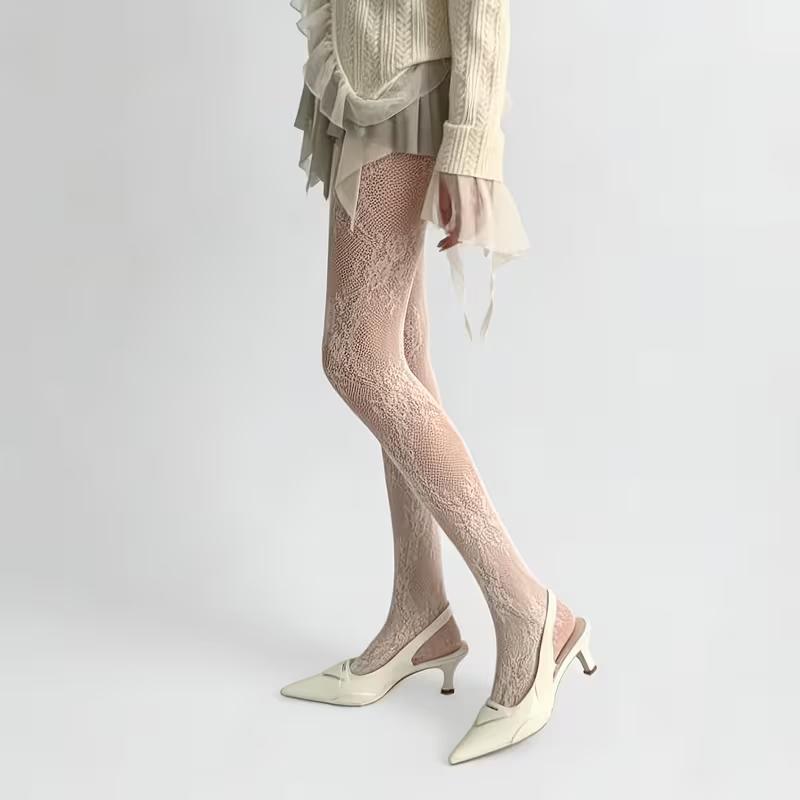 A Pair of Autumn Lace Tights, Fishnet Stockings, and Women's Leggings, Suitable for Parties and Date Scenes
