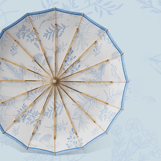 Paraply i kinesisk stil, sammenleggbar, solblokkerende, UV-beskyttelse, tredelt paraply, vanntett, vindtett, 16 spiler, bærbar, menn, kvinner, sol- og regnparaply