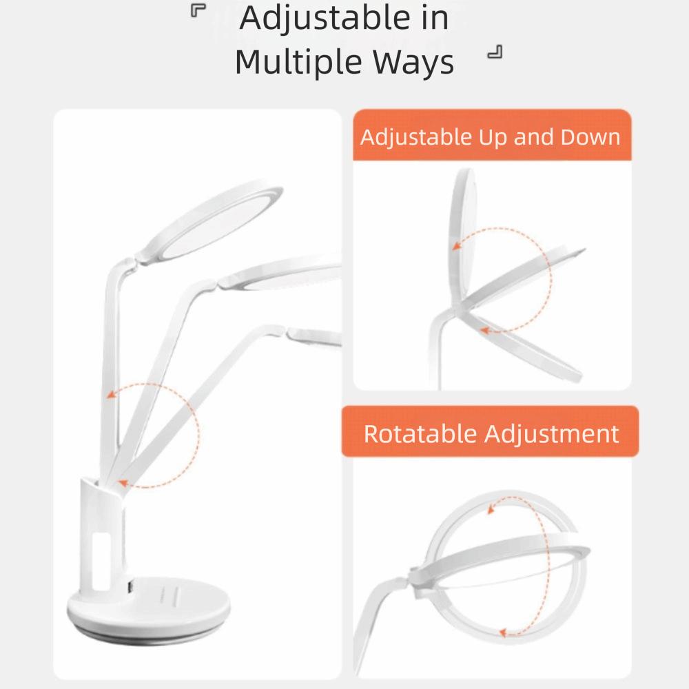 Full Spectrum LED Clock Table Lamp Eye Protection Plug-in Design Dimmable Desk Lamp Reading Light Night Light