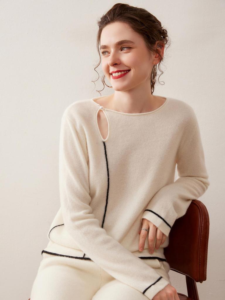 Korean Style Slimming Cashmere Women's Knit Sweater - Autumn/Winter Collection