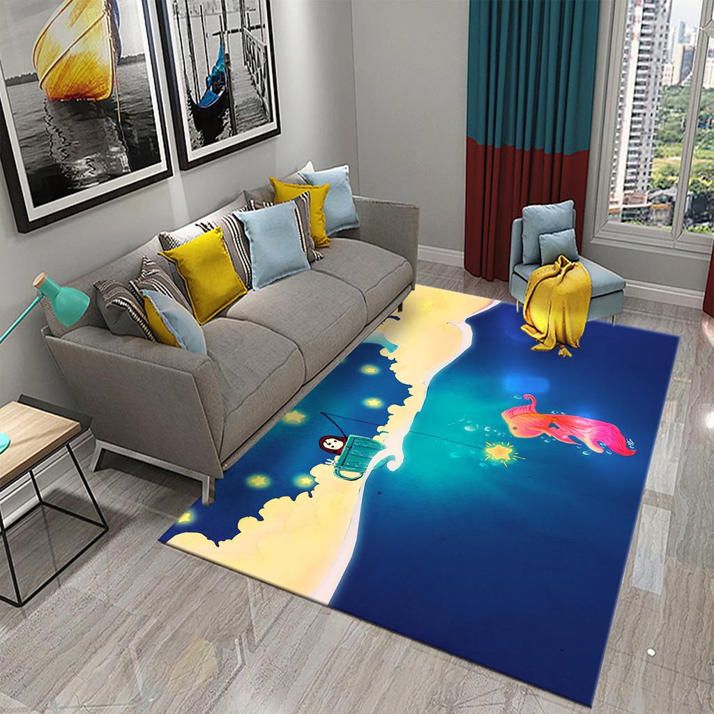Living Room Kitchen Bedroom Entrance Rug Home Gift Cute Dreamy Goldfish Rug Bathroom Non-Slip Rug Mat