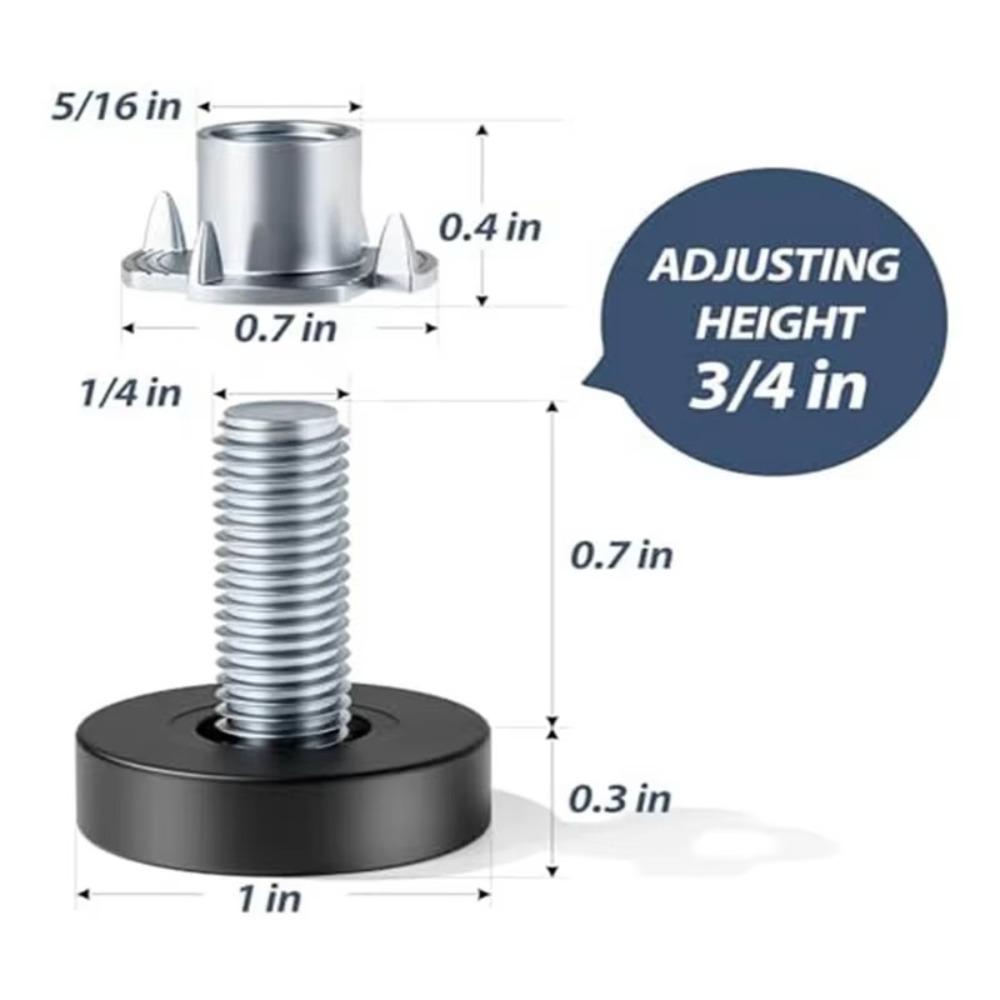 8PCS Table Feet Screw On 1/4In Thread Levelers Furniture Levelers Leg Levelers New Glide Leveler
