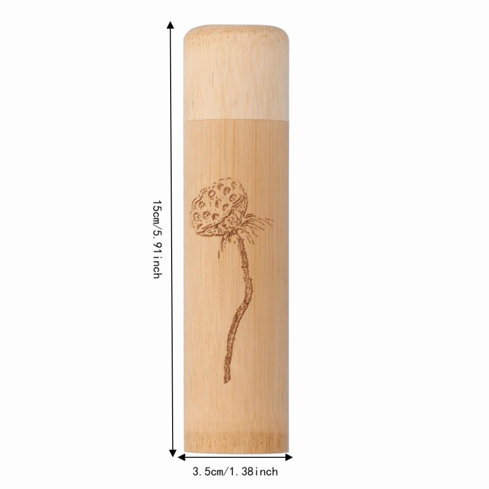2Pcs Durable Bamboo Tea Canister Round Shape With Lid Tea Container 1.38 x 5.91in Incense Canister Spices