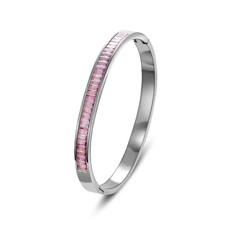 Women's Titanium Steel Bracelet with Inlaid Diamonds - Elegant Starry Design, Non-Fading, INS Style, High-End Full Diamond Bangle.
