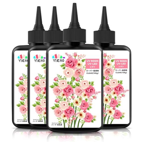 YIEHO UV Resin Liquid, 400g, Large Capacity, Low Viscosity, Ultra-Clear, Hard UV Resin Liquid, Fast Hardening - Resin for Beginners, UV/LED Compatible