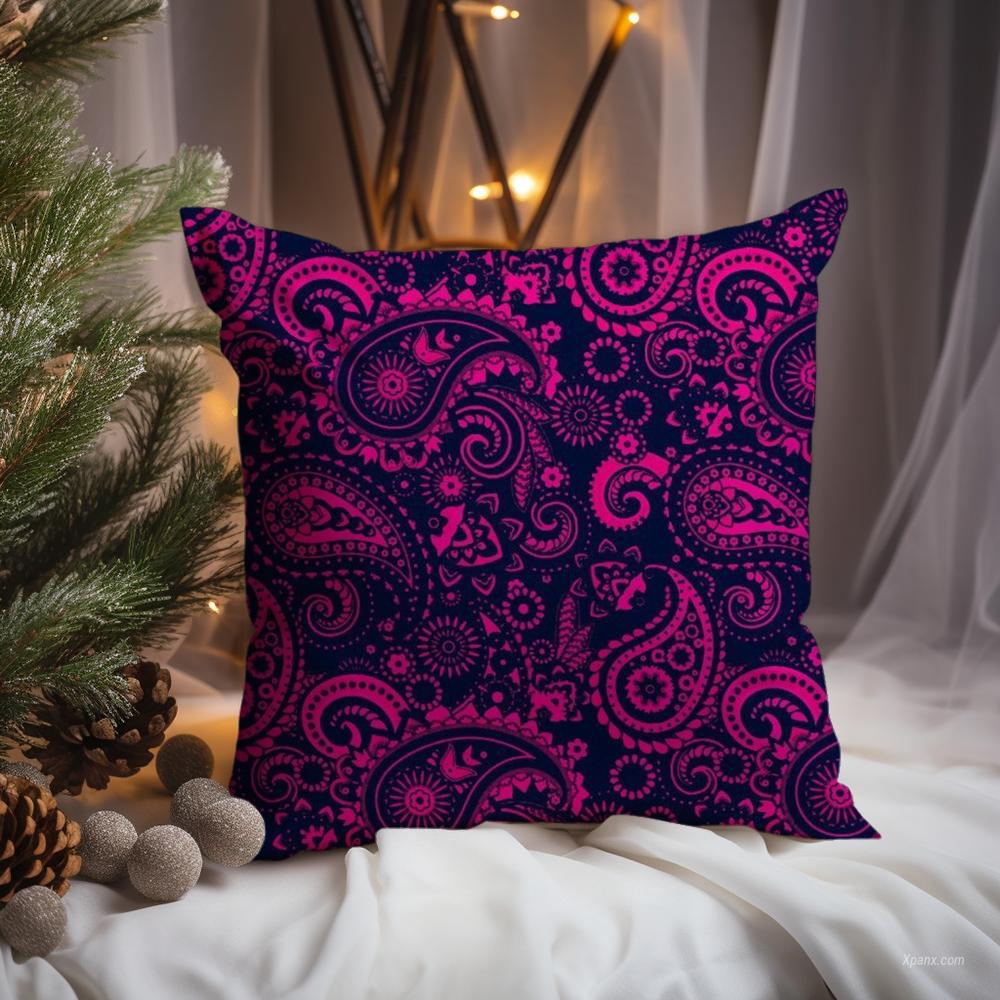 Painted Design P-PaisleyS Cushion Cover Premium Comfort Reversible Pillow Cove -Two in One Design for Any Room & Car Interior