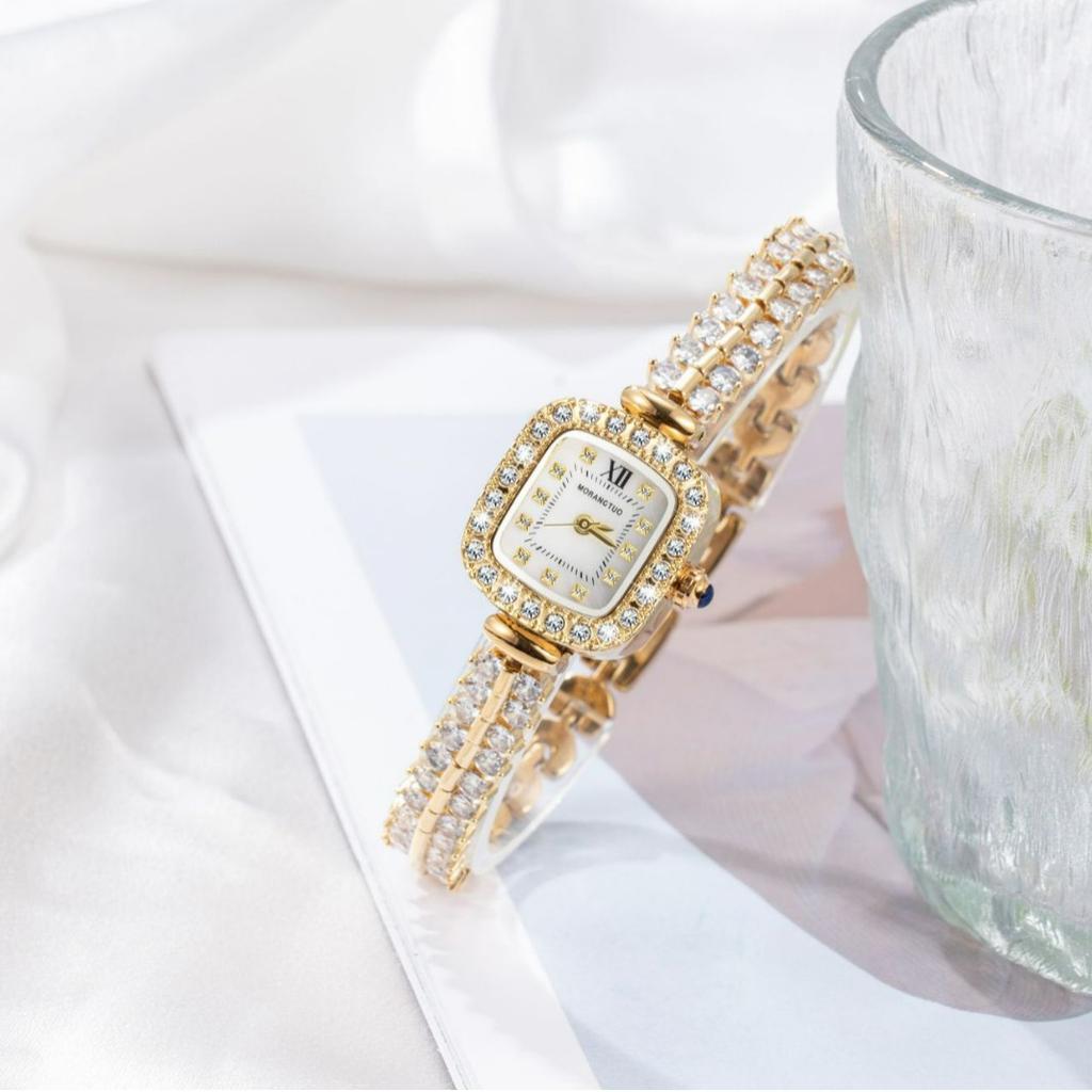 Fritillary Decorative Women'S Watch Fashionable Light Luxury Diamond-Encrusted Alloy Fashionable Quartz Watch Temperament Simple Watch