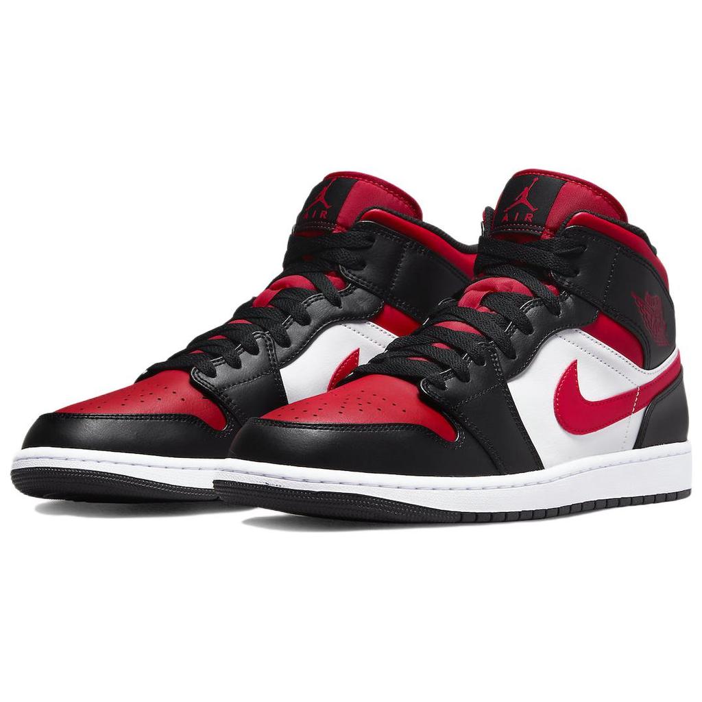 New JORDAN 1 Mid White Black Red 2022 554724-079