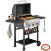 Gasgrill 9 KW 3 Brenner BBQ Grillwagen Edelstahl inkl.. Klappbarer Beistelltisch Gewürzregal unteres Fach 6 Haken