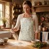 Plátěná zástěra s květinovým potiskem Prodyšná Nastavitelné popruhy Zástěra na vaření Vodotěsná Olejoodolná Kuchyňská zástěra pro vaření Pečení Zahradničení
