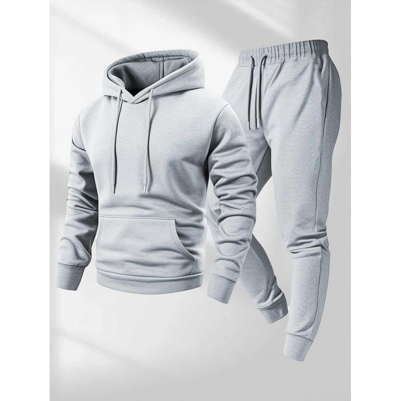 Mens Casual Tracksuit Long Sleeve Hooded Sweatshirt Pants Set Sportswear