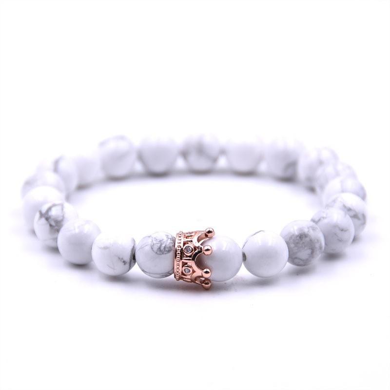 

Micro-set Zircon Crown Bracelet Volcanic Stone Bracelet White Tropical Bracelet Jewelry 1pcs білий