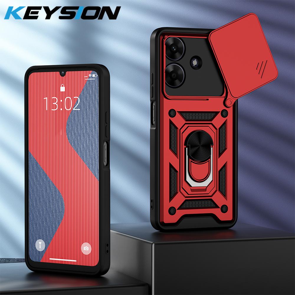 

Противоударный защитный чехол KEYSION для Realme Note 60 60X, защитное кольцо для камеры, подставка, задняя крышка для телефона Realme Note 60X for Realme Note 60 красный