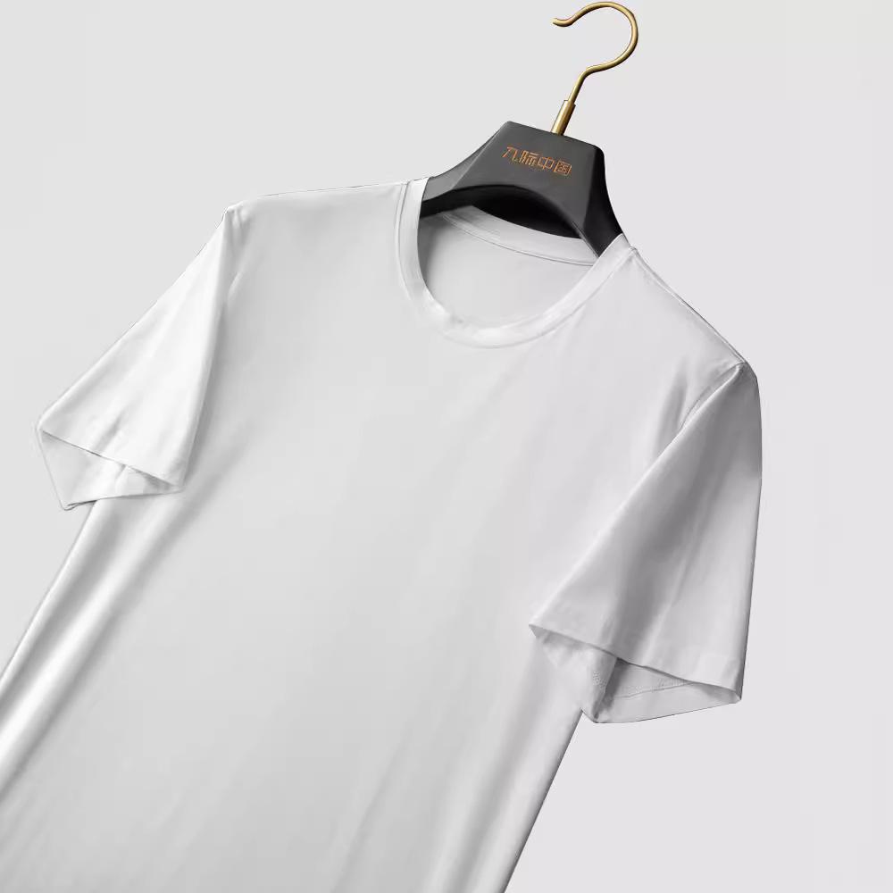 Men's Loose-Fit Short-Sleeve Round Neck T-Shirt, 100% Mercized Cotton.