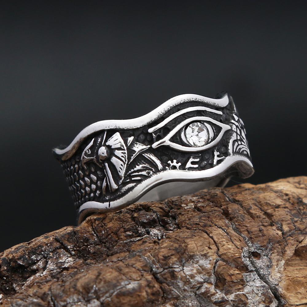 New Gothic Vintage Domineering Devils Eye Rings for Men Boys 316L Stainless Steel Fashion Opening Amulet Ring Biker Jewelry Gift