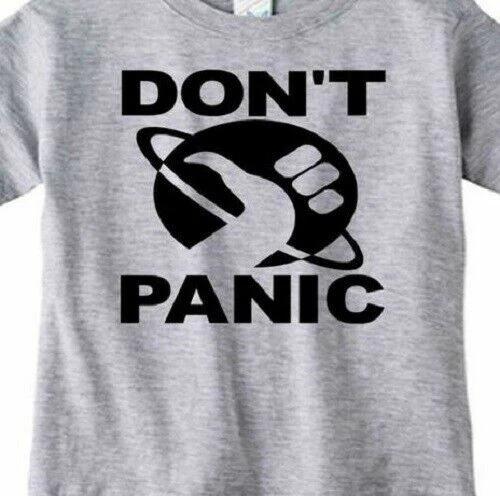 Don t Panic Thumb T shirt Tee Science Fiction Hitchhikers Guide to Galaxy S