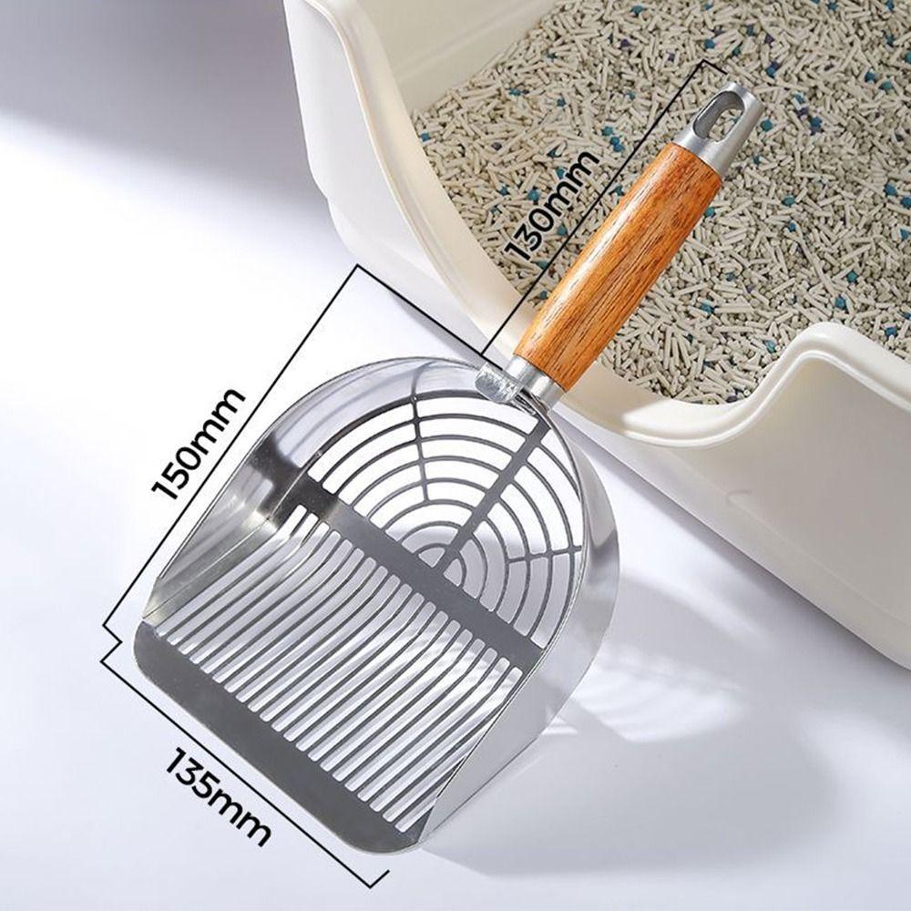 Anti-slip Cat Toilet Scoop with Wooden Handle Cat Poop Cleaning Tools  Pet Cleaning Tools