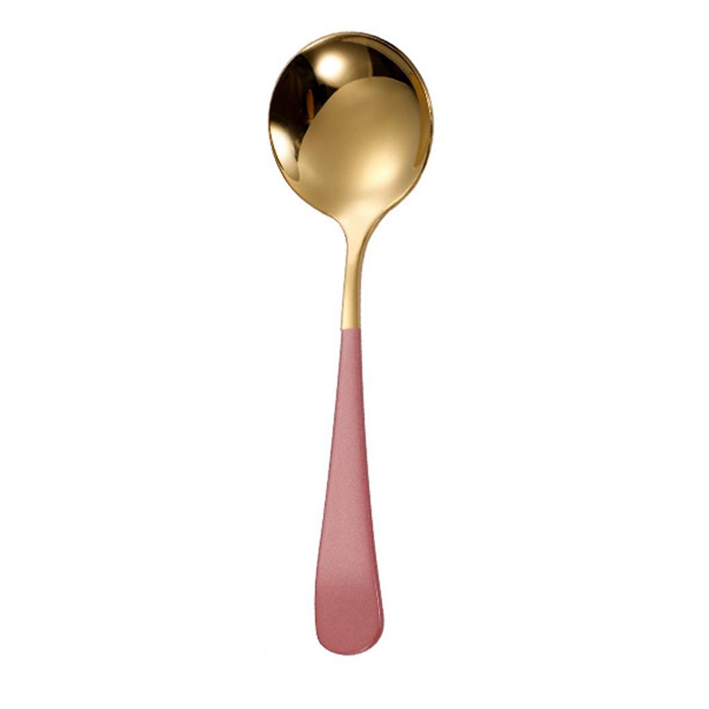 Cuchara de cabeza redonda de acero inoxidable para uso doméstico en la cocina. Cuchara redonda para postre.