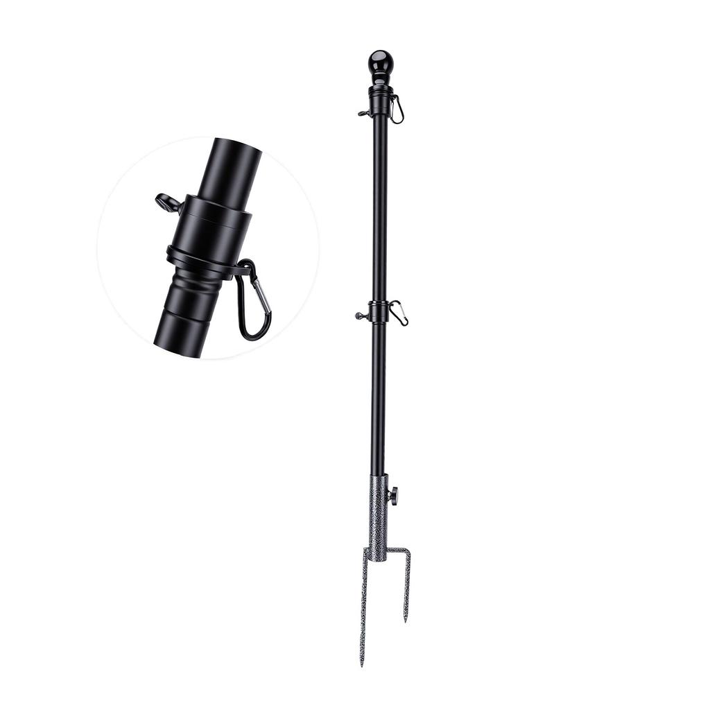 Heavy Duty Flag Pole Kit 360 Degree Swivel Two Installation Methods Adjustable Flag Pole Ground Stake