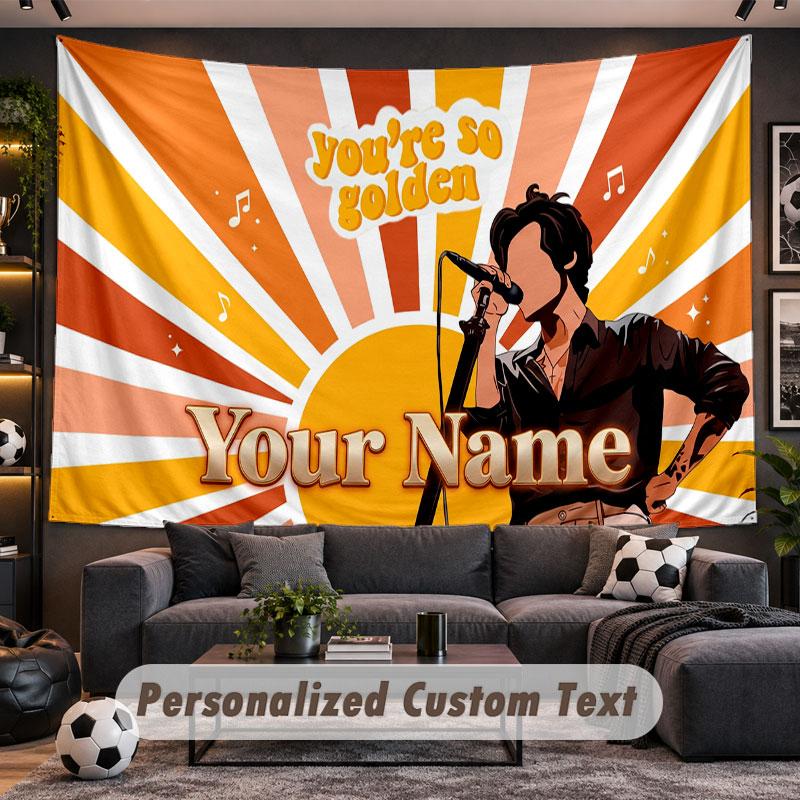 Wall Hanging Tapestry Custom NameHarry Styles Pattern Personalized Printed Fabric Wall Decor