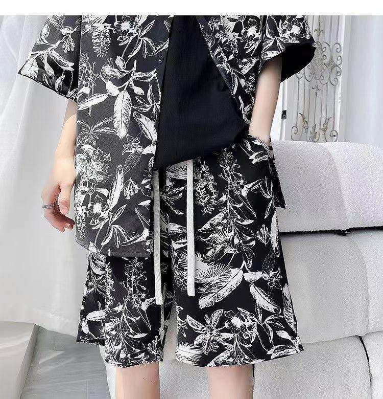 Men's Designer Floral Shirt & Shorts Set - Summer Fashion, Casual Youth Style, Button-Up Shirt & Floral Shorts