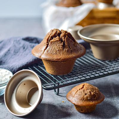 Sada 6 zlatých forem na muffiny z uhlíkové oceli s nepřilnavým povrchem, zlatá sada pečicích forem pro kreativní výrobu pečiva a dezertů