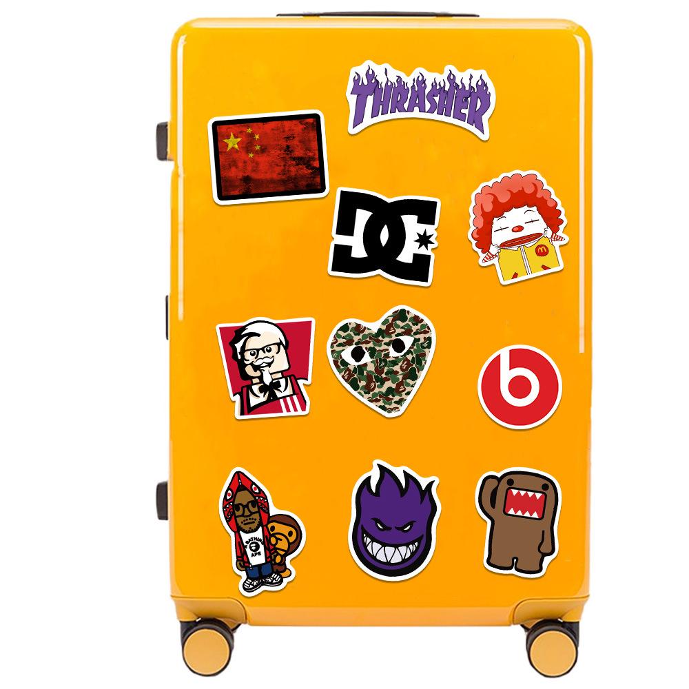 201 Trendy Brand Logo Graffiti Stickers: Waterproof Decoration for Suitcase, Car, Motorcycle, and Skateboard