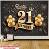 1pc Birthday 21st Gift Box Photo Booth Hanging Banner Golden Polyester