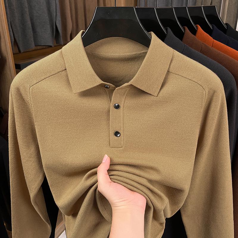 

Men s Cashmere Blend Lapel Knit Sweater - Long-Sleeved Polo for Fall/Winter, Casual Style for Young & Middle-Aged Men 4XL