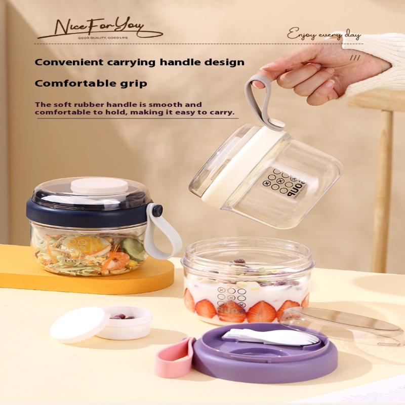 650Ml Portable Handheld Breakfast Cup Yogurt Bowl Leak Proof Salad Bento Lunch Box With Spoon