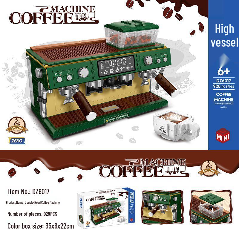 Retro Coffee Machine & Grinder Building Blocks Set - Toy Gift