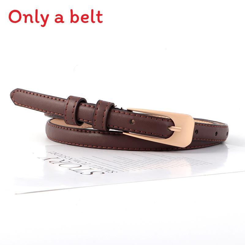 Color Solid Simple Gold Buckle Women Slim Waist Belt Casual And Versatile