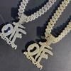 Colar Hip Hop Personalizado OTF com Letra e Corrente Cubana Totalmente cravejada em Diamante para Homens