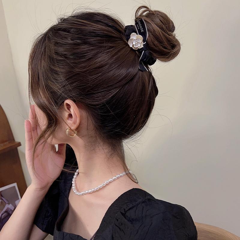 1pc Camellia Small Intestine Hairband Temperament Headpiece New Hair Rope and Elastic Band Female Tie Head Rope Hair Accessory