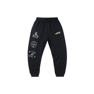 Li Ning CF Series Printed Loose Cuff Sports Long Pants Men Bottoms Black AKLR377-1
