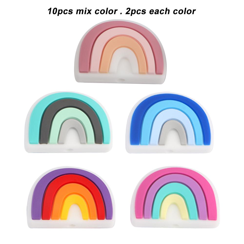 10Pcs Mini Silicone Beads Rainbow Shape Silicone Focal Beads For Jewelry Making Diy Keychain Beadable Pen Bracelet Necklace