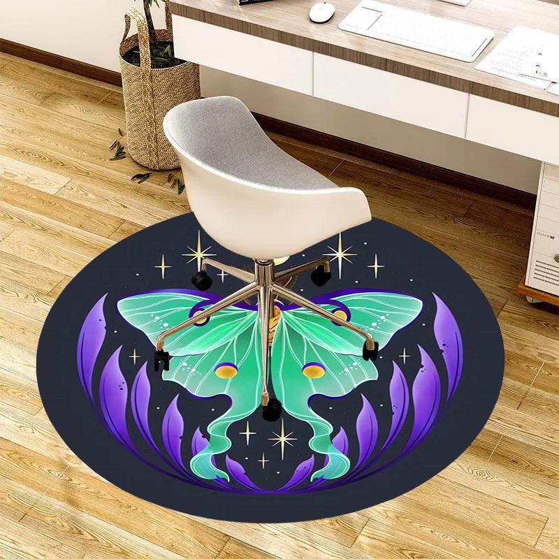 1pc Office Carpet Chair Mats Moonlit Luna Butterfly Perfect for Decorating Office Chairs, Living Rooms, Or Bedrooms