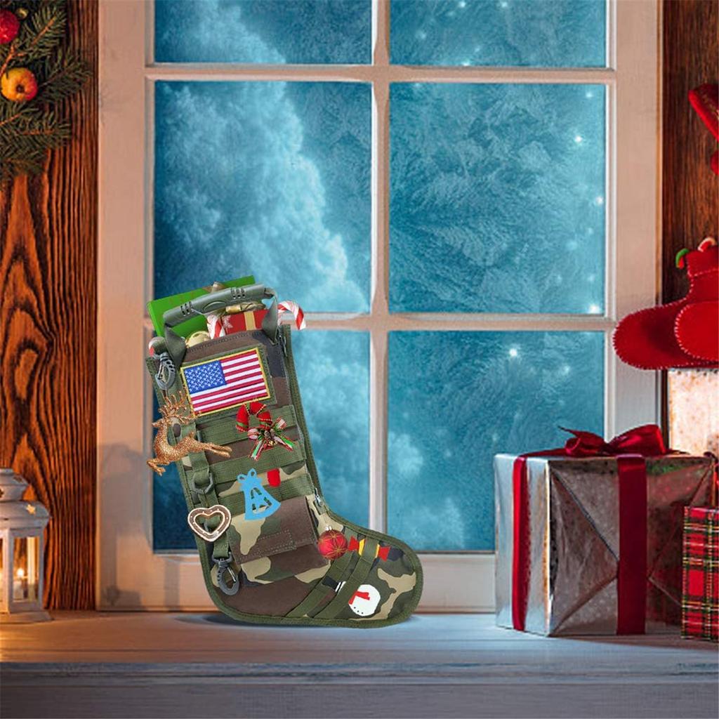 Christmas Theme Stocking Molle Military Christmas Stocking Desert, Christmas Stocking Tool Accessory Storage Bag Stocking