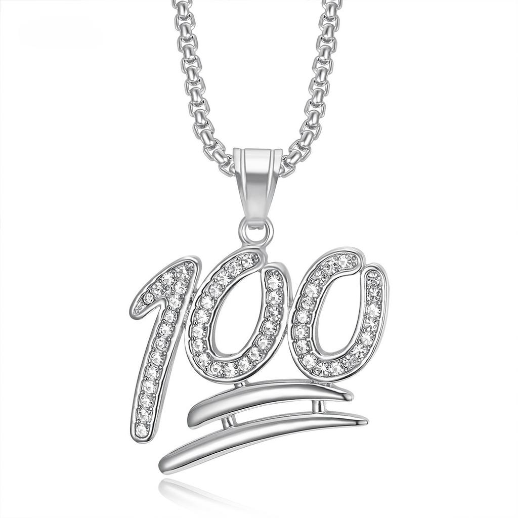 100 Pendant Necklace 2026 Fashion Trend Inlaid Zircon Men's Party Jewelry Accessories